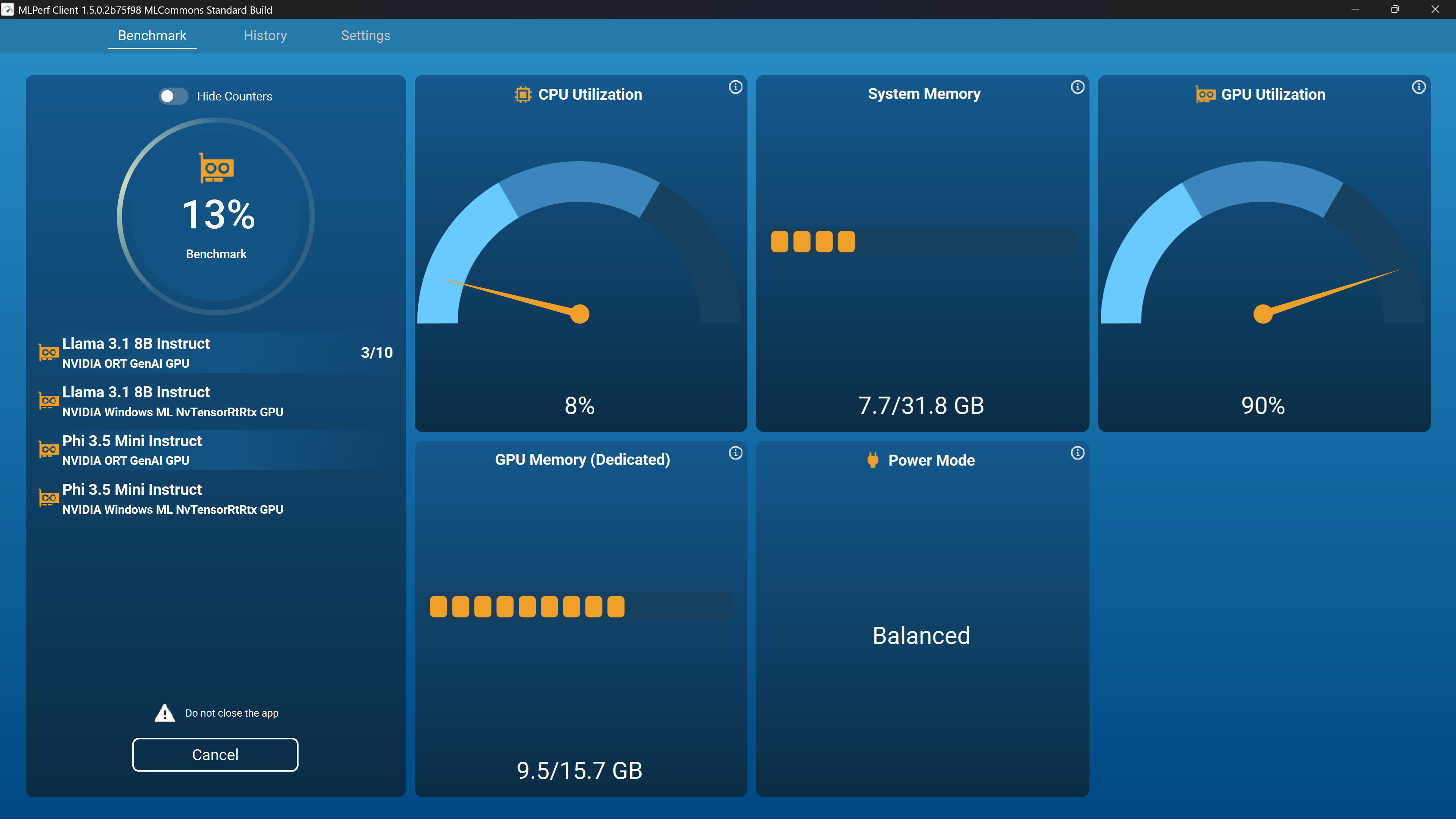 MLPerf Client screenshot 1