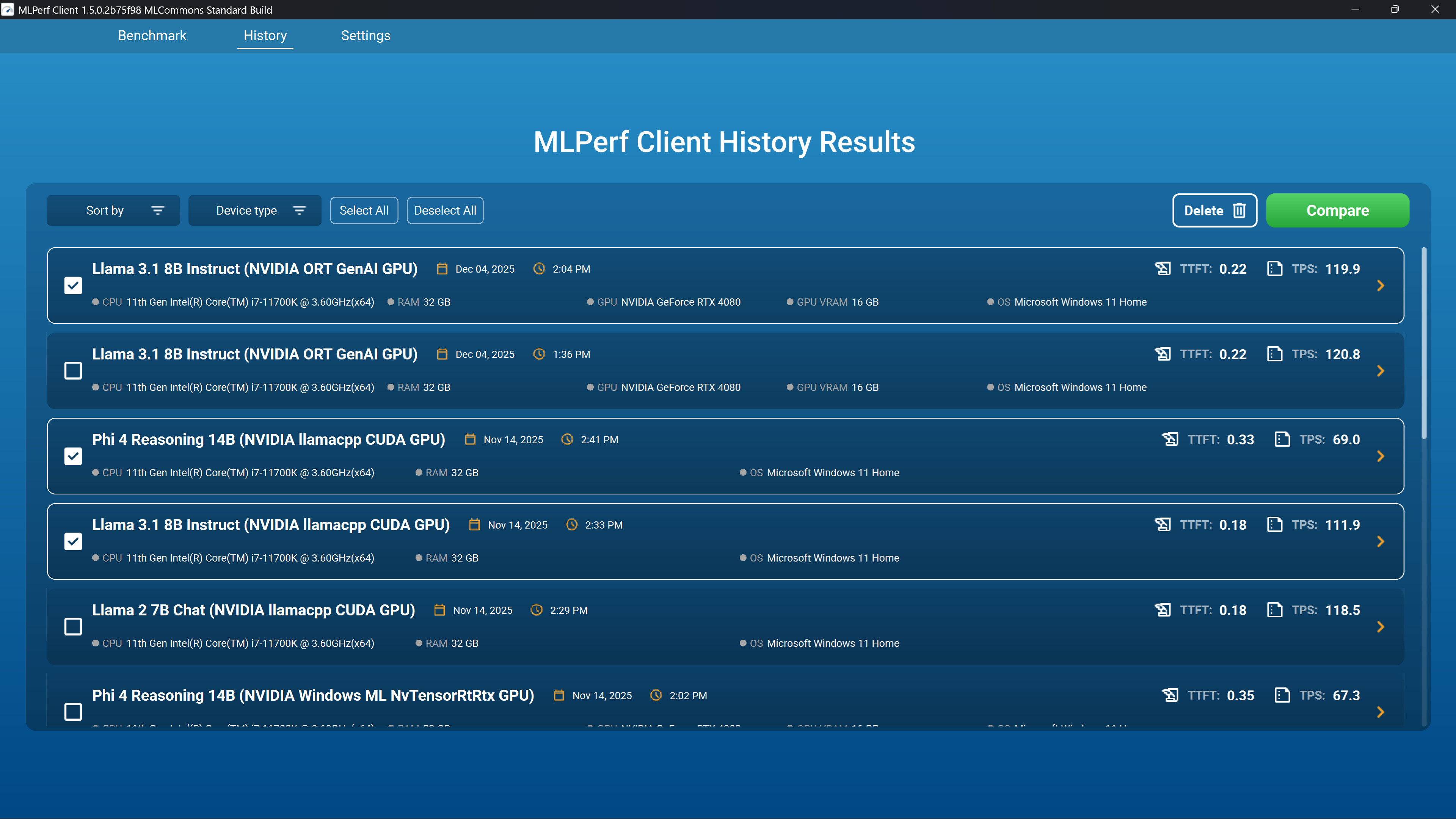 MLPerf Client screenshot 2