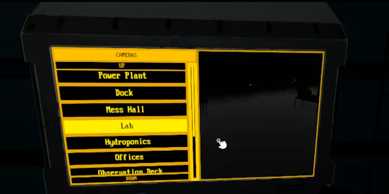 A computer terminal that shows security cameras.