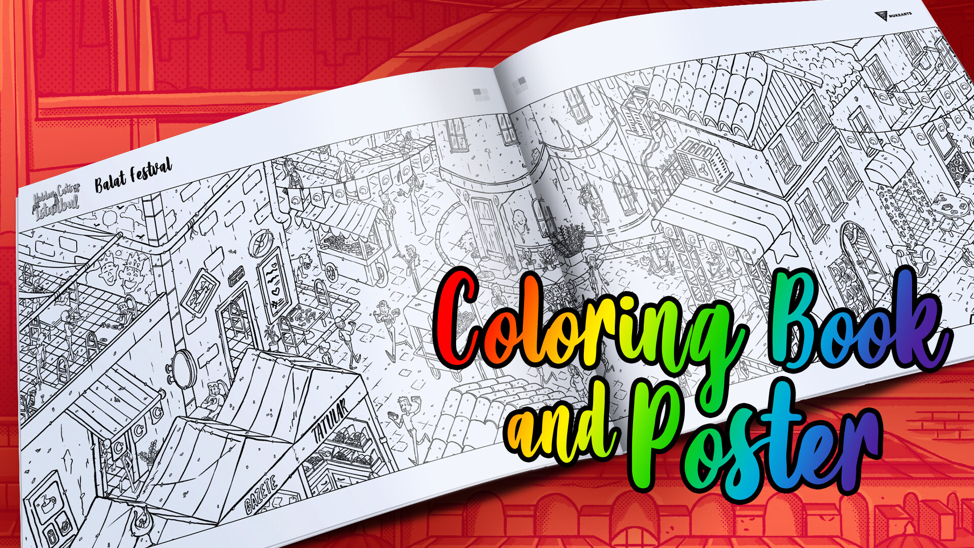 Hidden Cats in Istanbul - Printable PDF Coloring Book and Poster screenshot 1