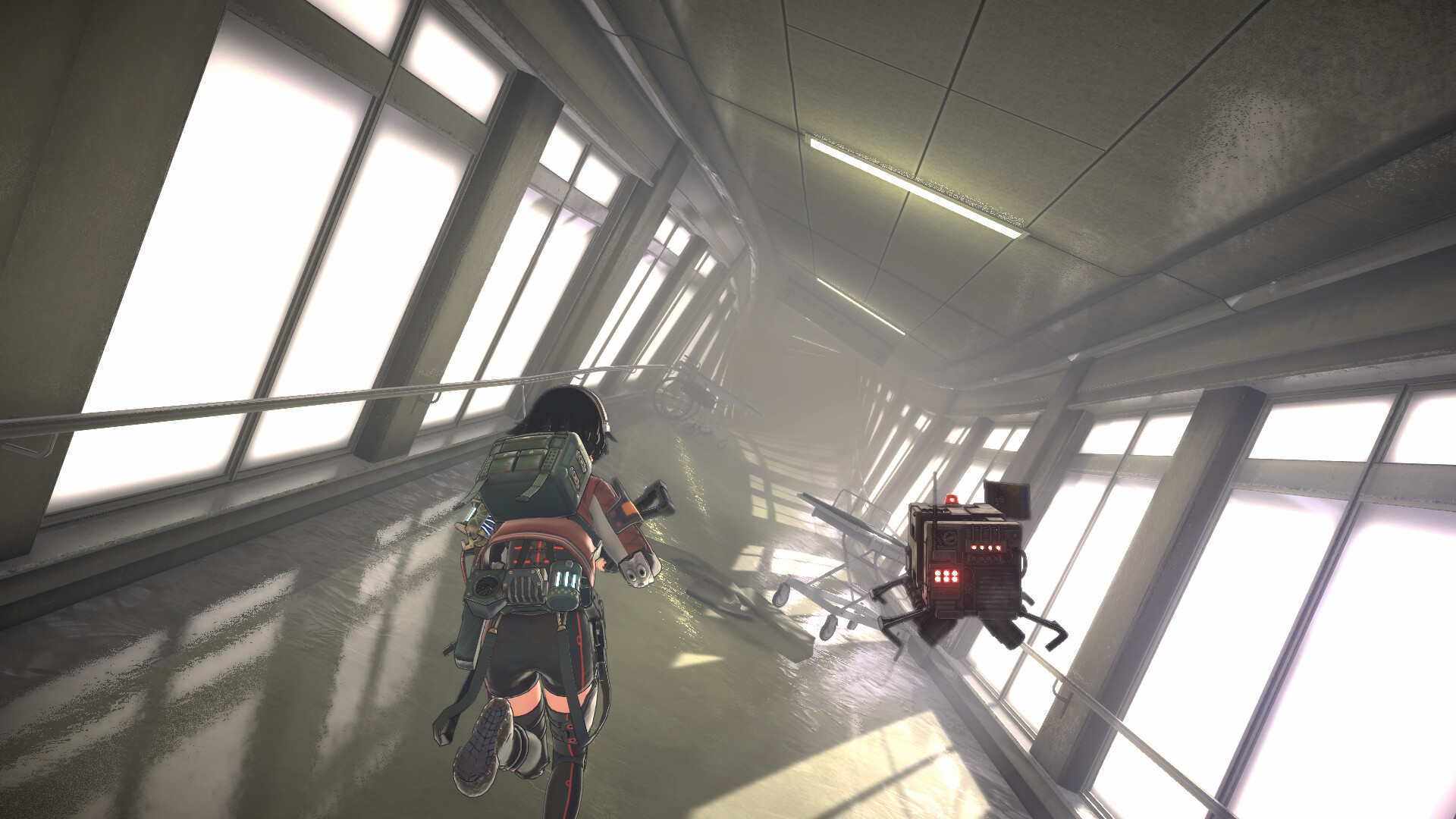 ANOMALITH 重力が反転した異界の廊下を探索するシーン