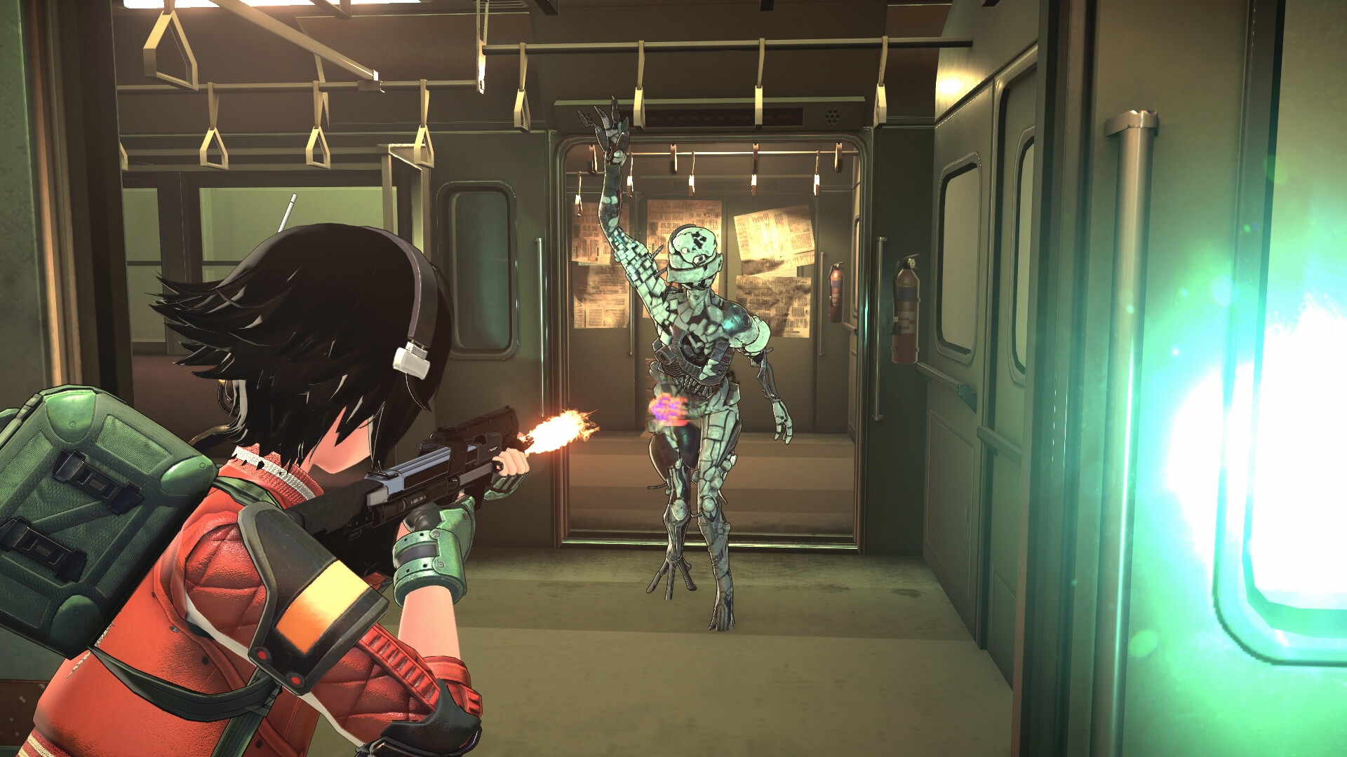 ANOMALITH 電車内で異形のアノマリーと交戦するシーン