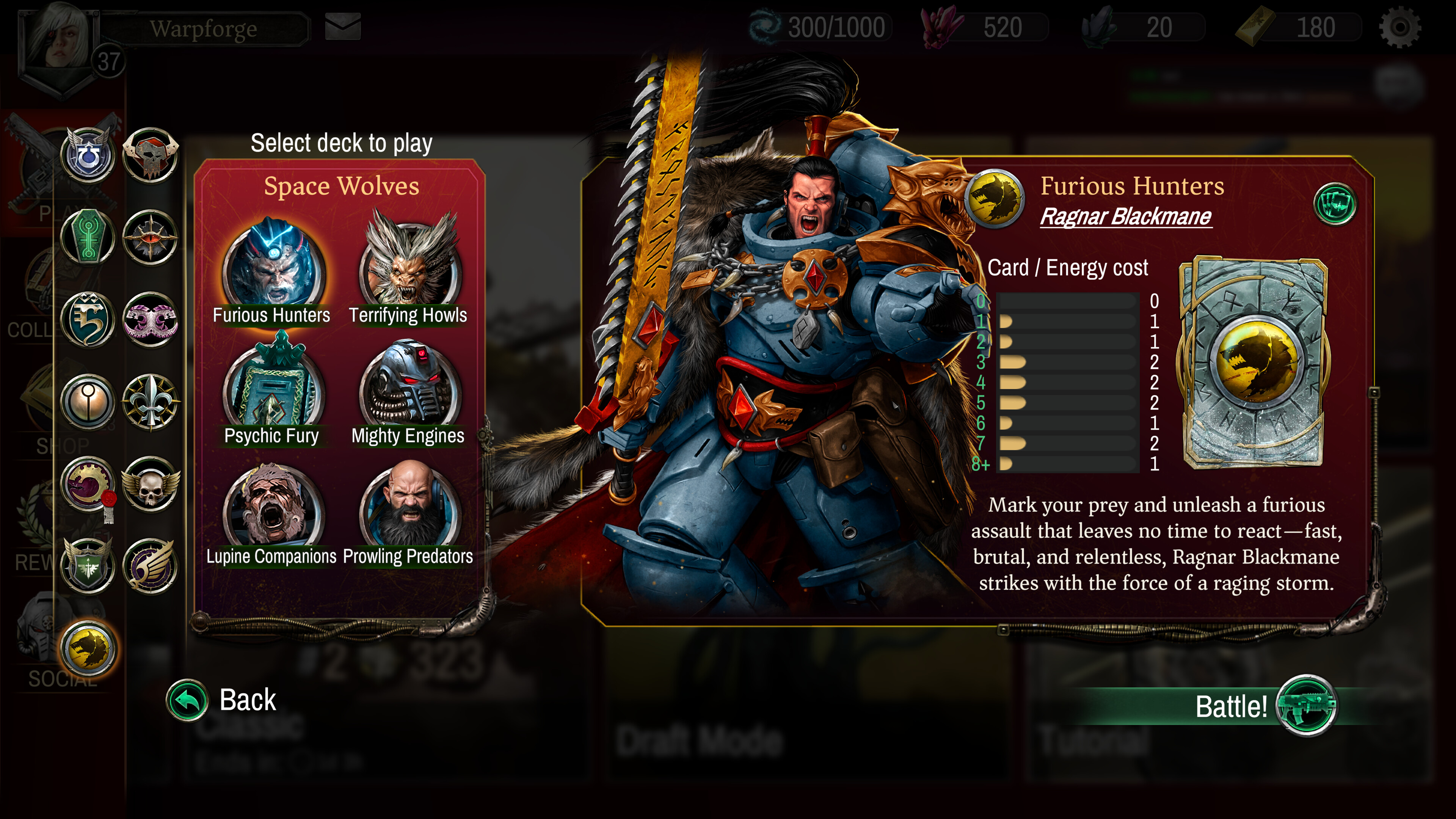 Warhammer 40,000: Warpforge - Space Wolves starter bundle screenshot 2