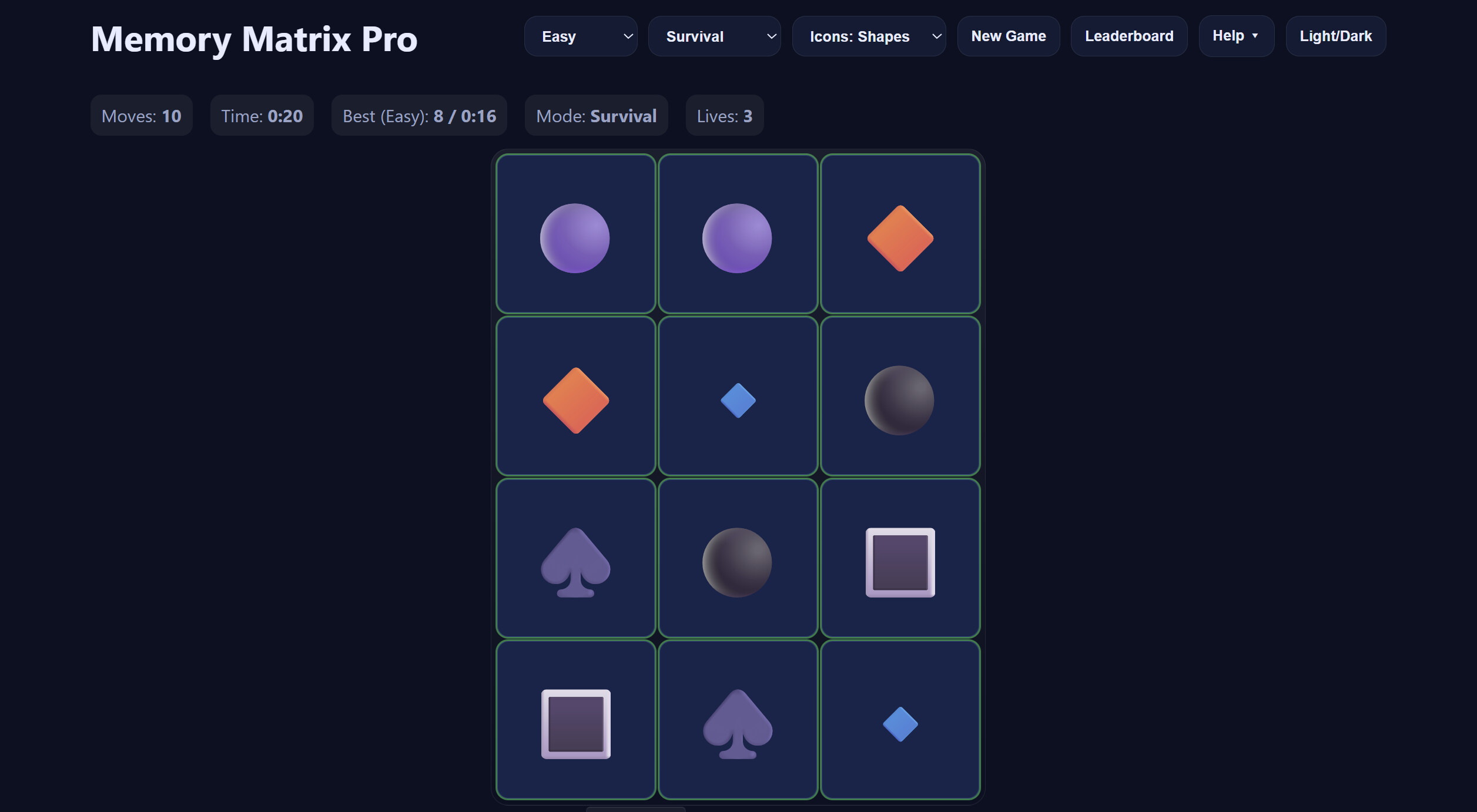 Memory Matrix Pro screenshot 1