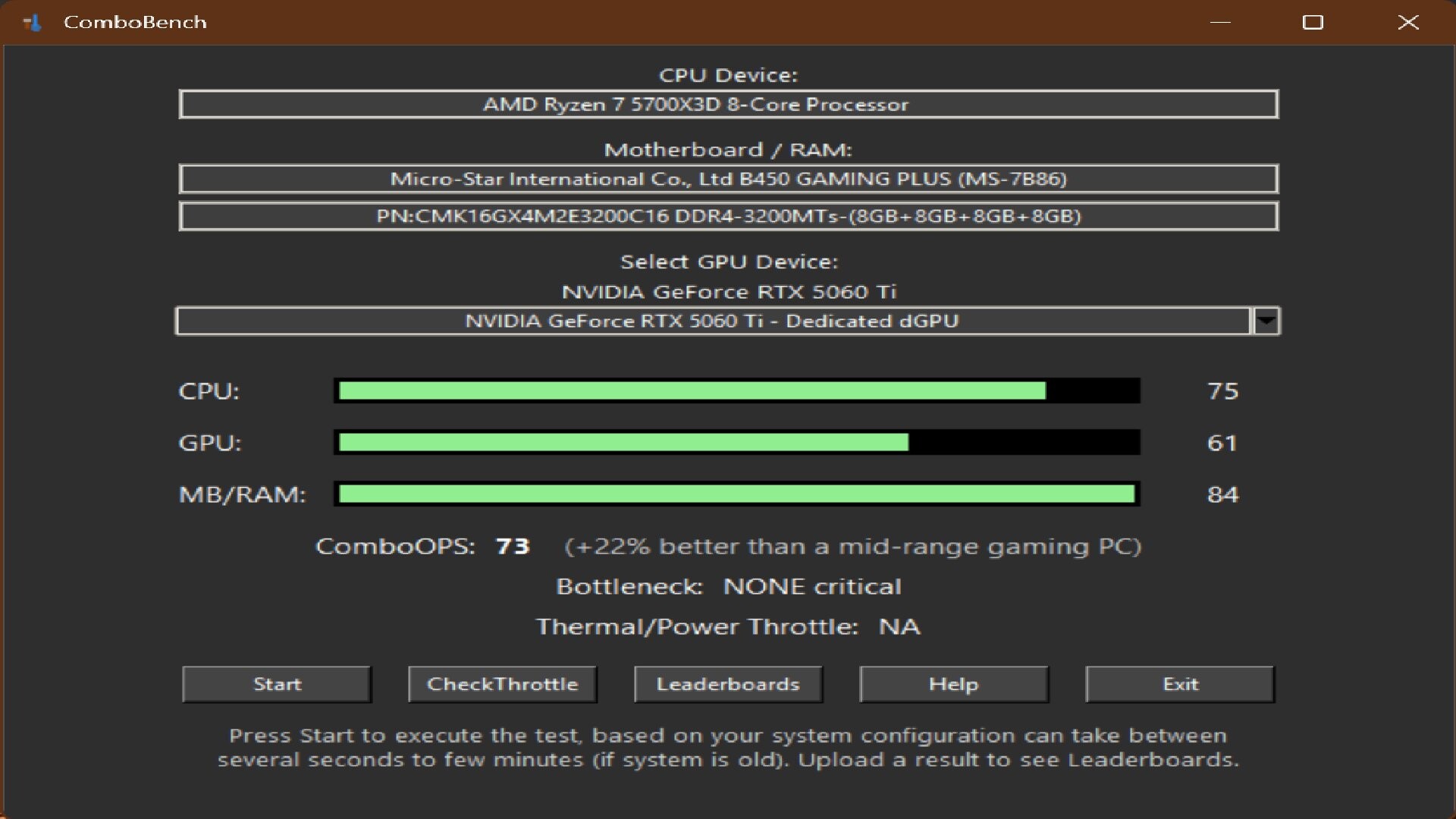 ComboBench screenshot 2