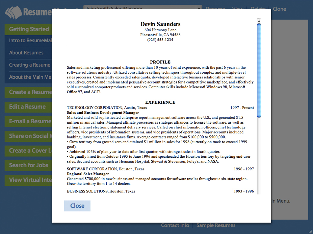 Resume Maker® for Windows screenshot 4