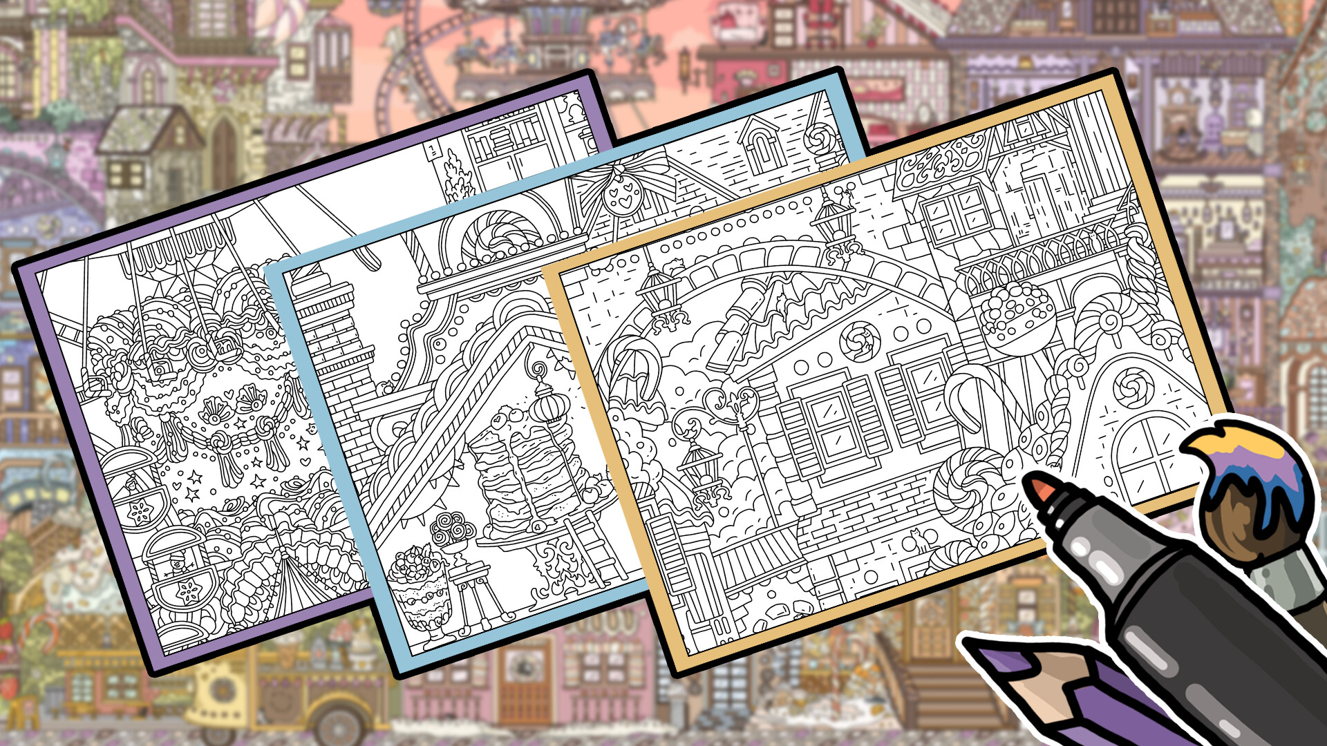 FIND KITTENS 7: Cookie Town - Coloring Book screenshot 2