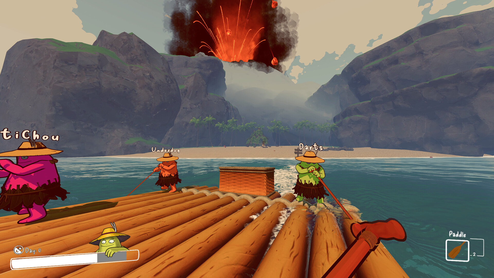 SHORE - Steam screenshot showing raft physics and ocean waves