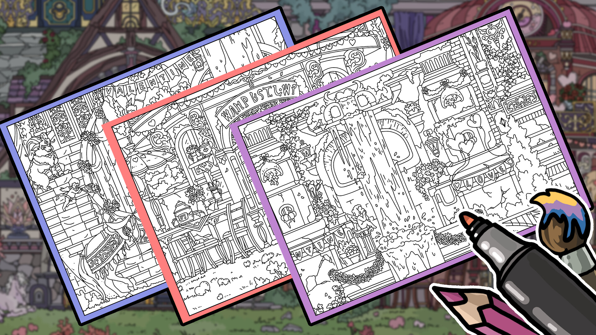 FIND KITTENS 10: Valentine's Day 😻🐾💖 - Coloring Book screenshot 1