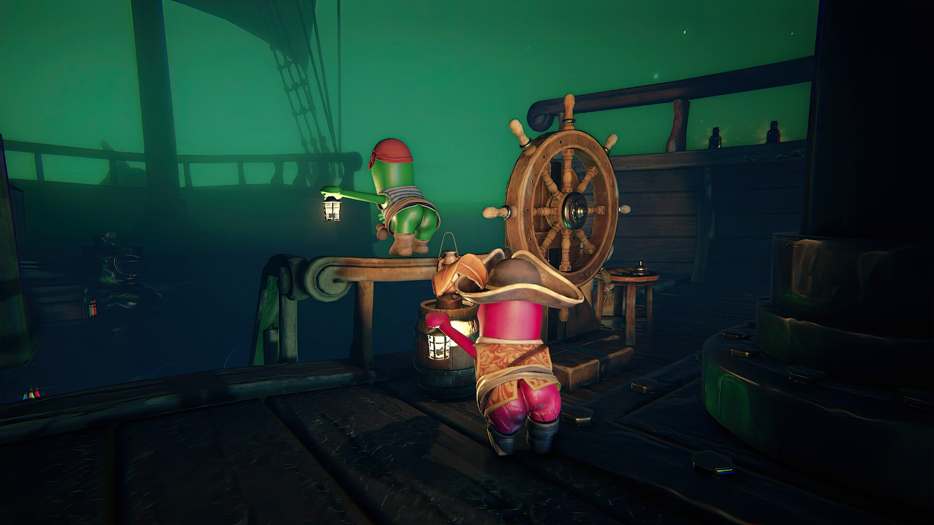 『Last Pirates: Die Together』公式スクリーンショット、帆船の甲板を移動する仲間の海賊たち