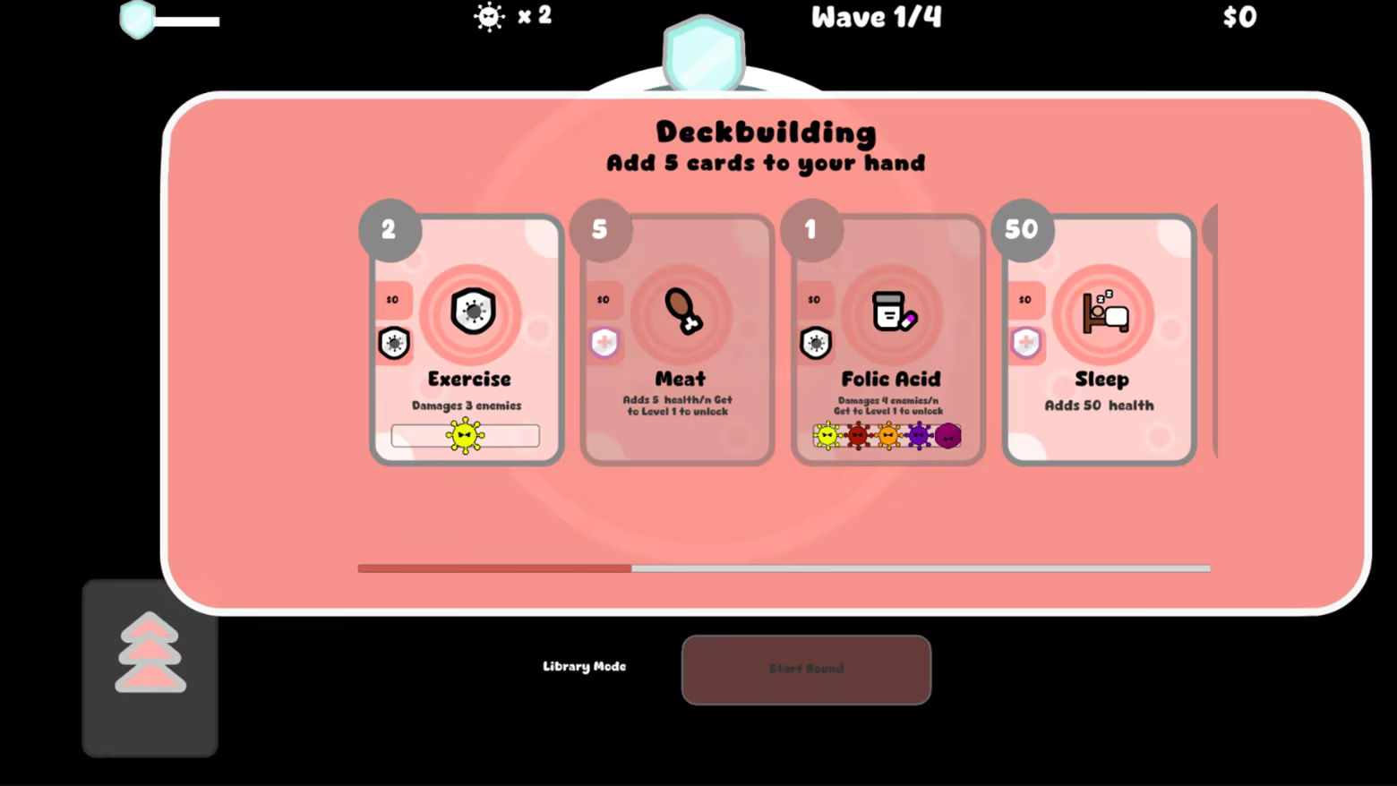 this is a screenshot of the deckbuilding panel before each wave.