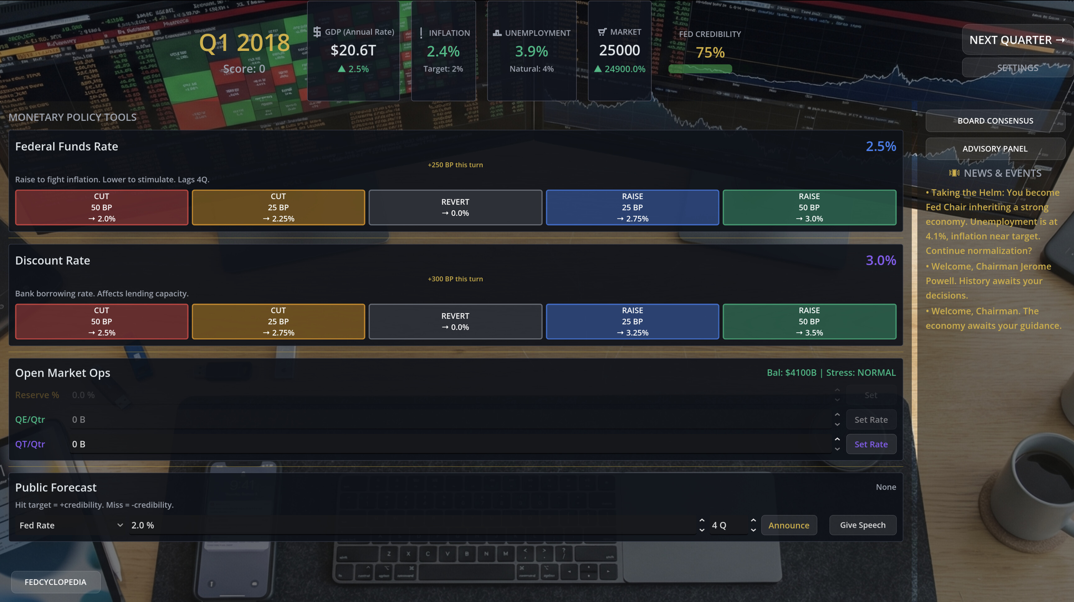Federal Reserve Simulator screenshot 1