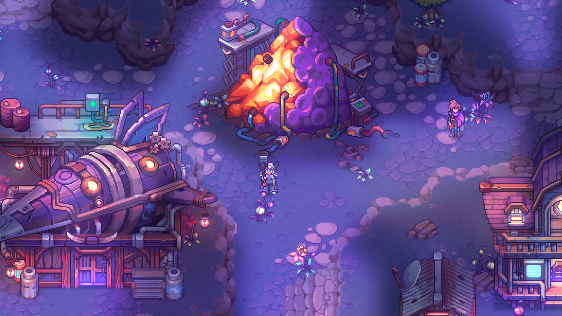 Soulbound: Onlineの紫色に発光する洞窟エリア