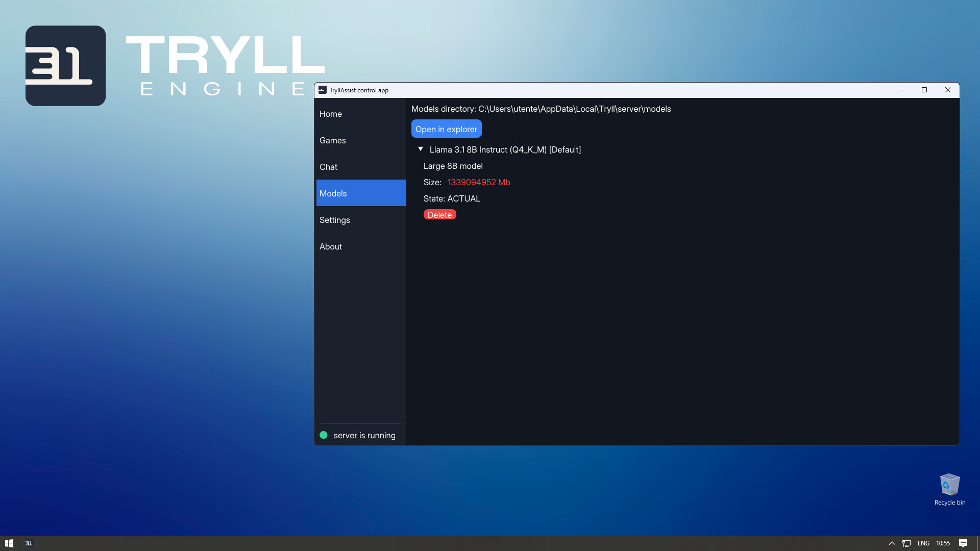 Tryll Assistant - AMD HIP support screenshot 1