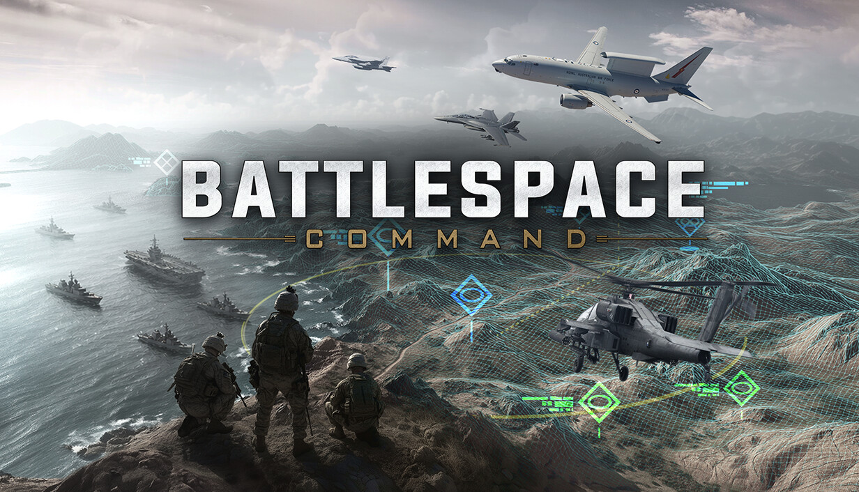 Battlespace Command trailer with aircraft, helicopter and modern tactical map
