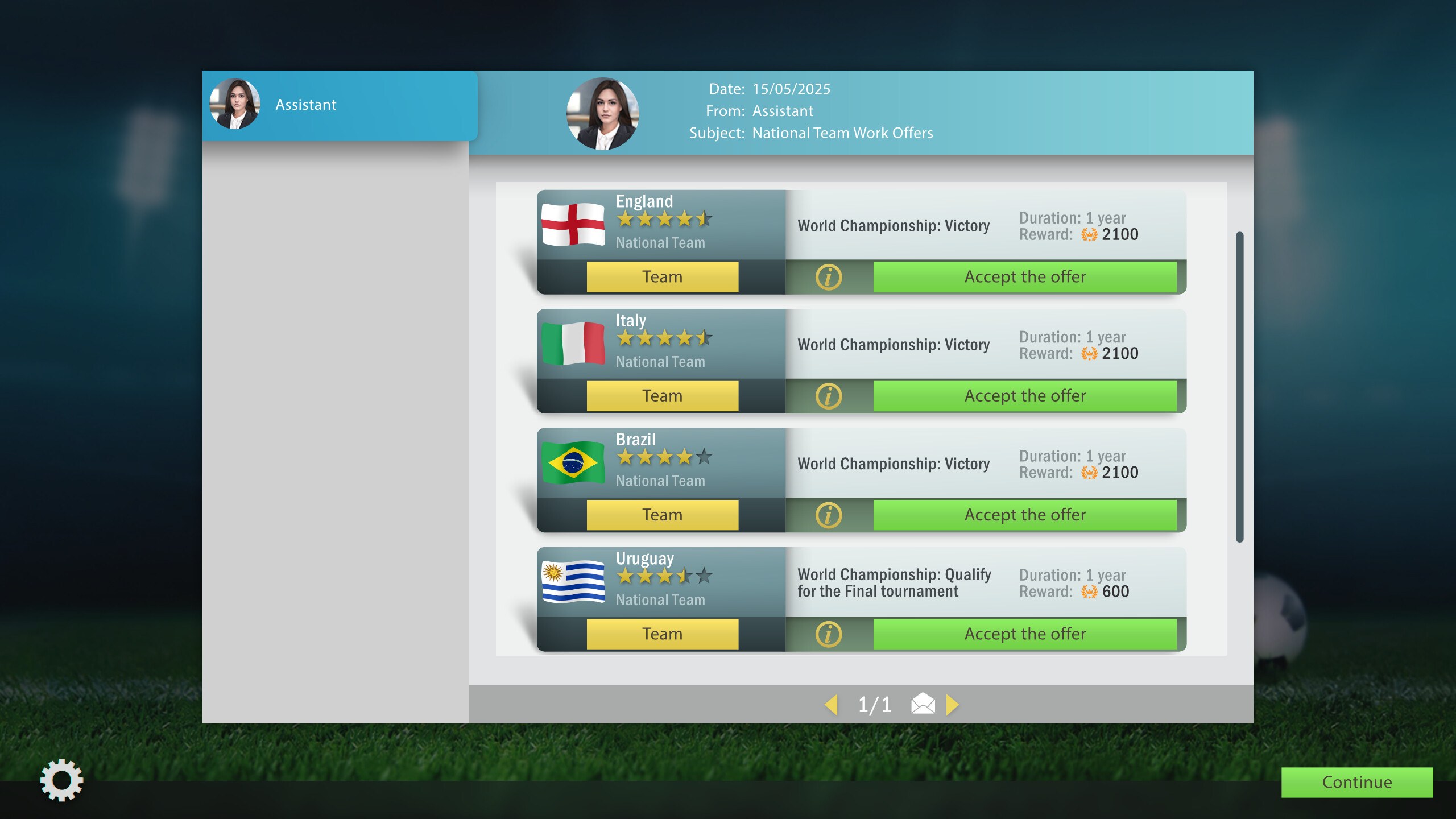 Football, Tactics & Glory: World Championship screenshot 2