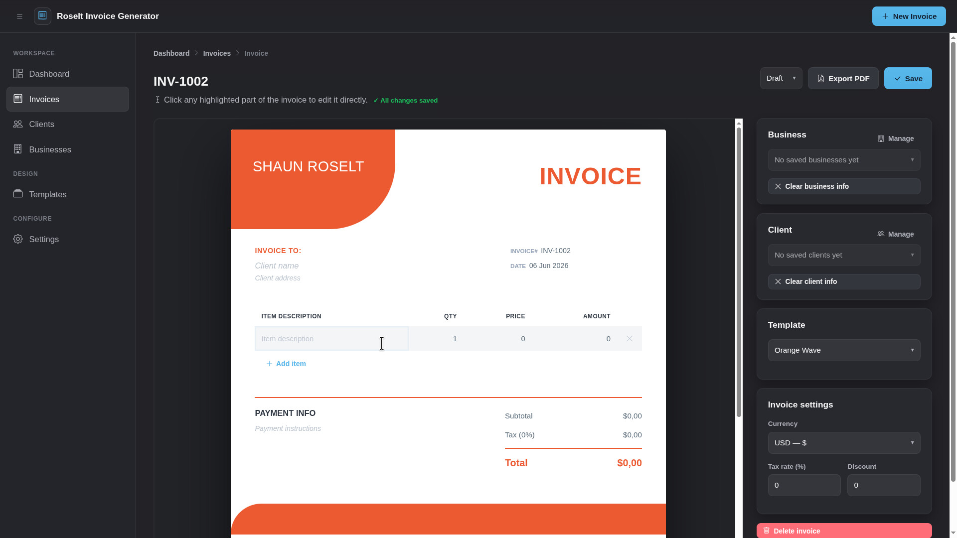 Roselt Invoice Generator screenshot 3
