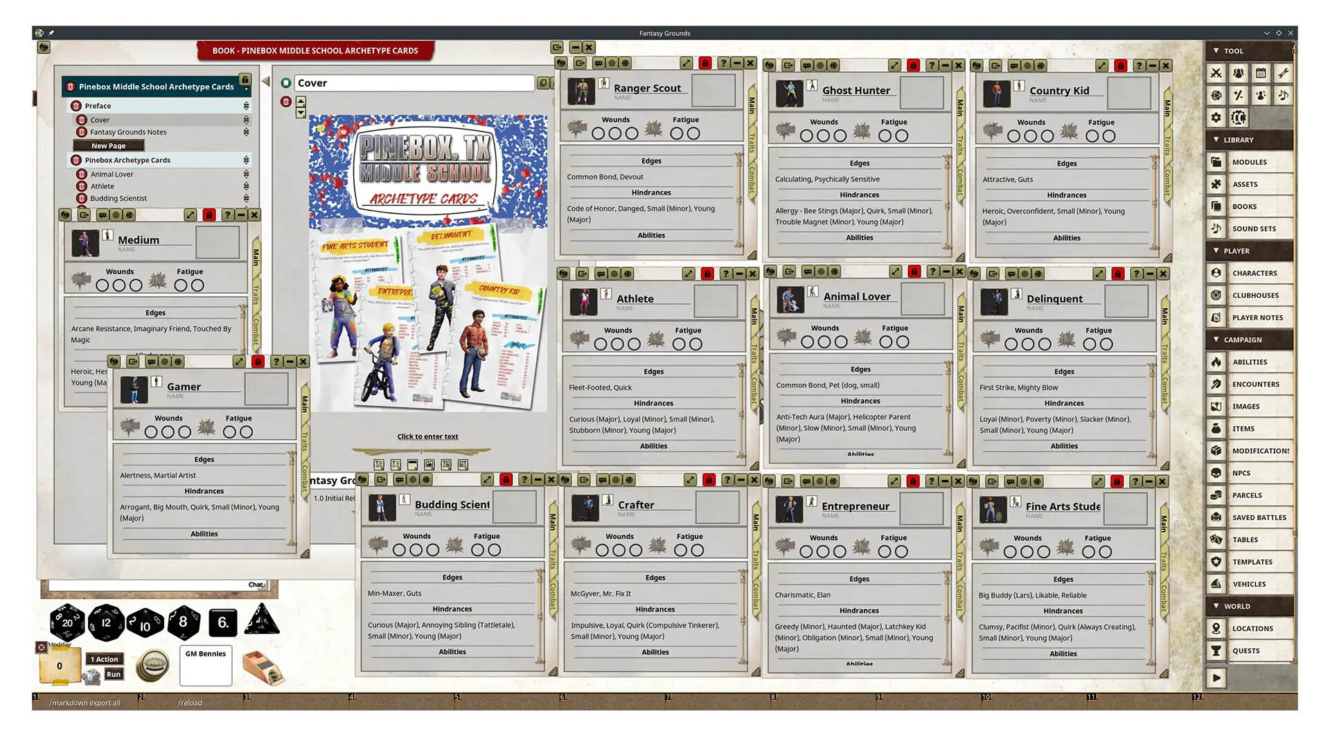Fantasy Grounds - Pinebox Middle School Archetype Cards screenshot 5