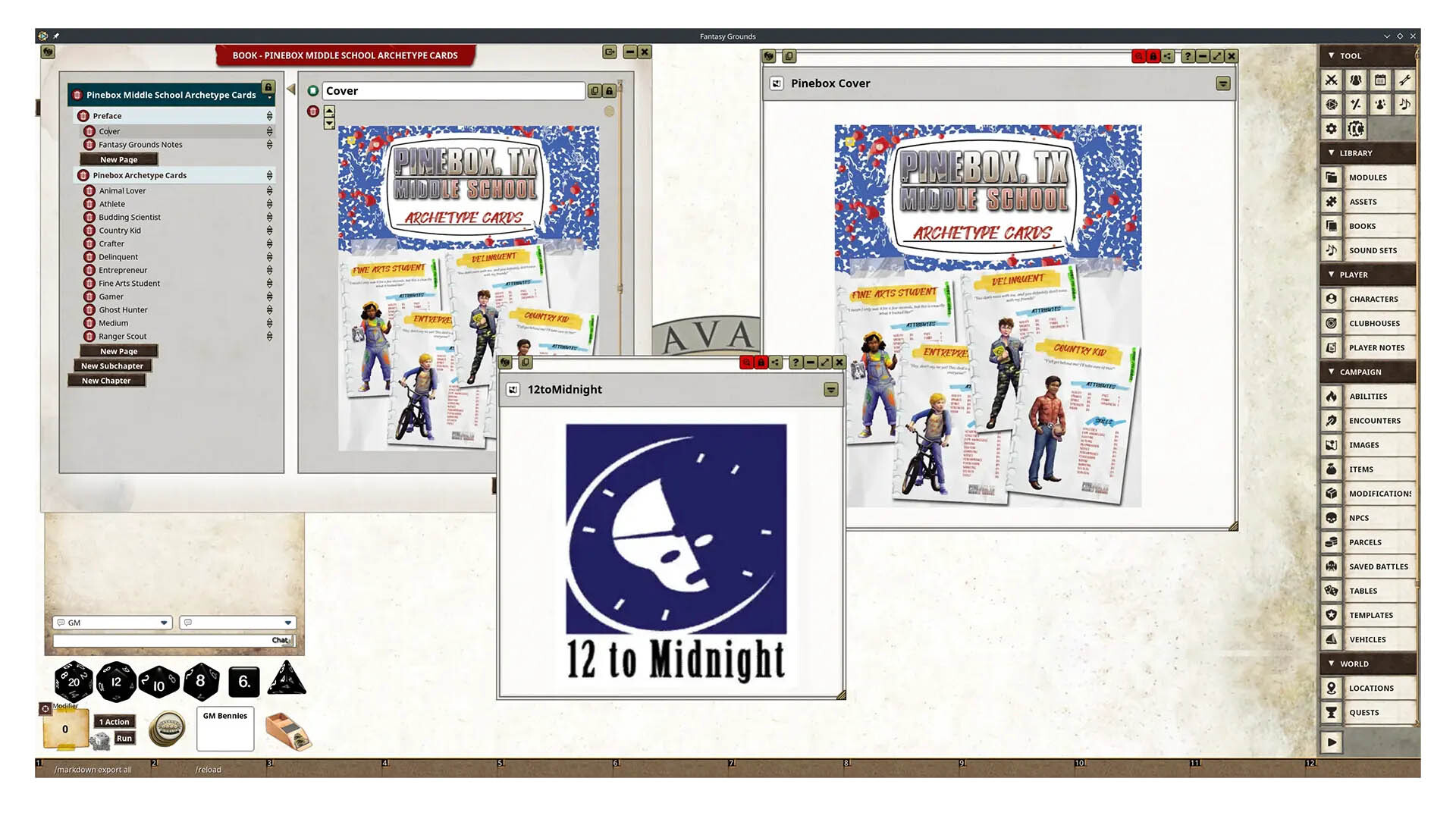 Fantasy Grounds - Pinebox Middle School Archetype Cards screenshot 3
