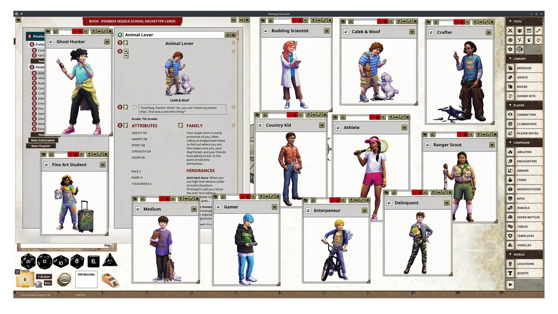 Fantasy Grounds - Pinebox Middle School Archetype Cards screenshot 4
