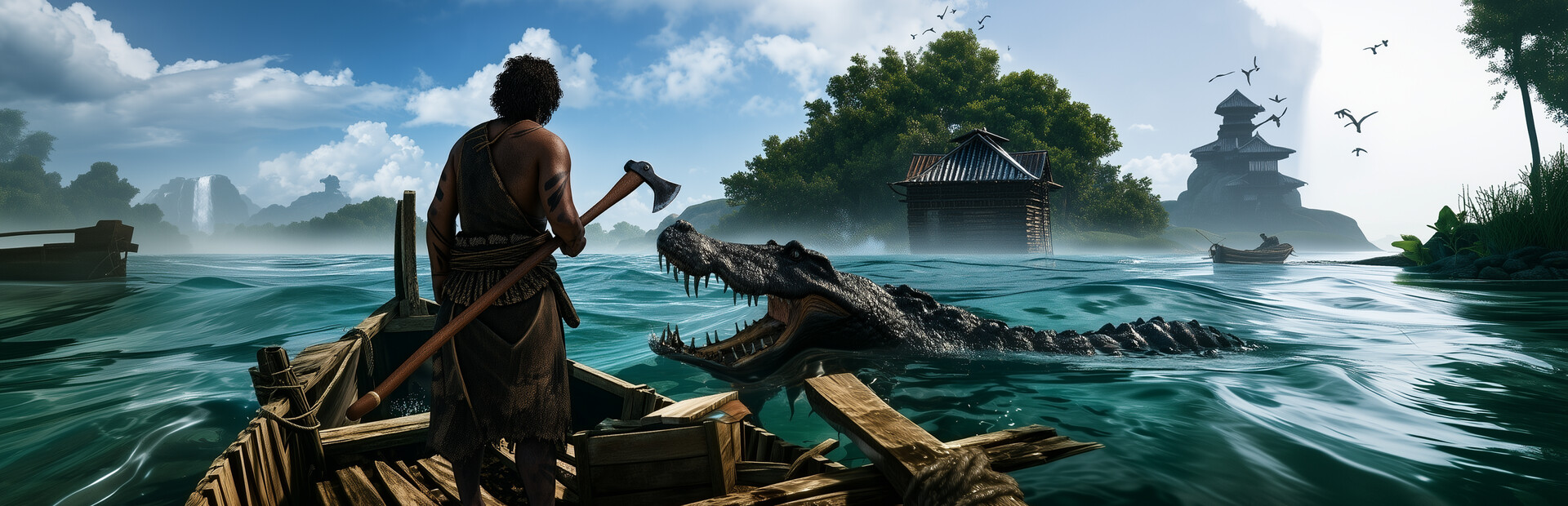 Survival Float Simulator - Crocodile Waters Craft, Raft, Build