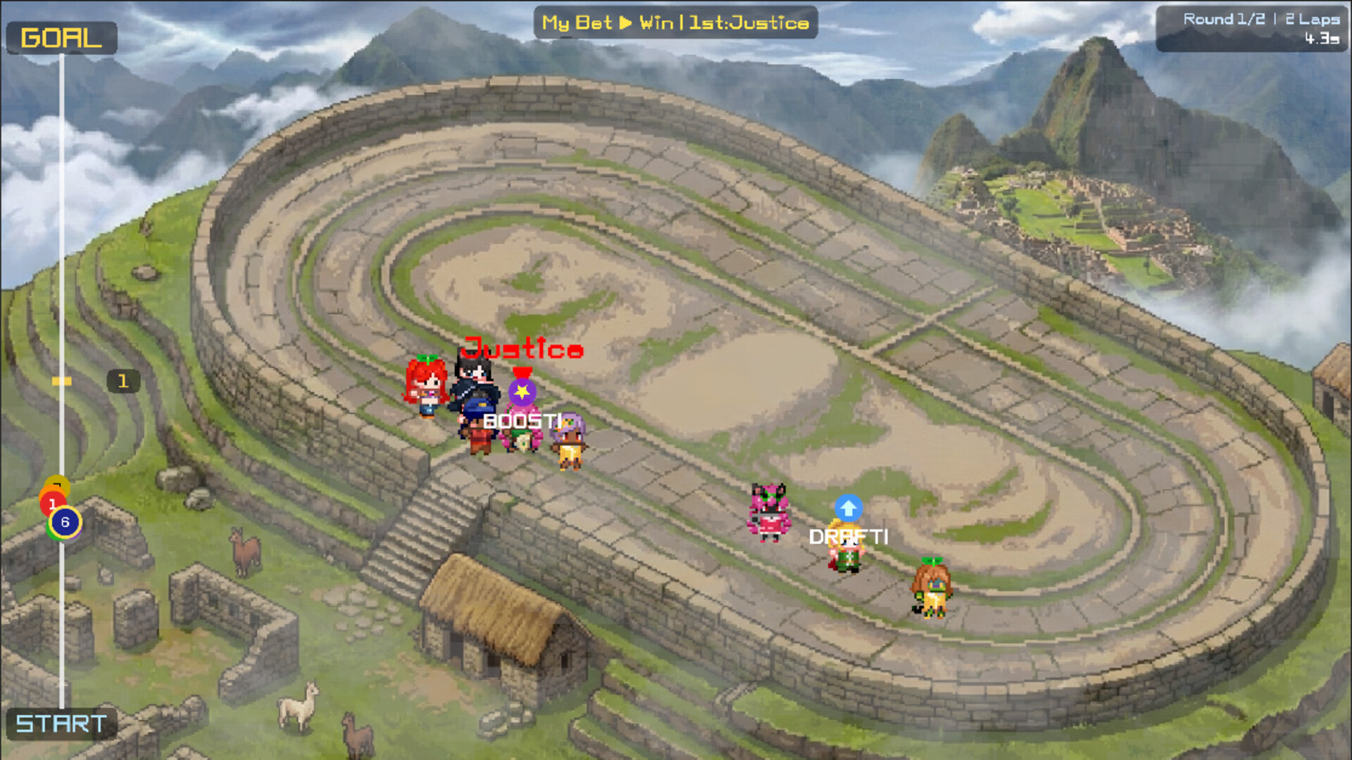 『Dopamine Racing』マチュピチュ風コースでのレースシーン