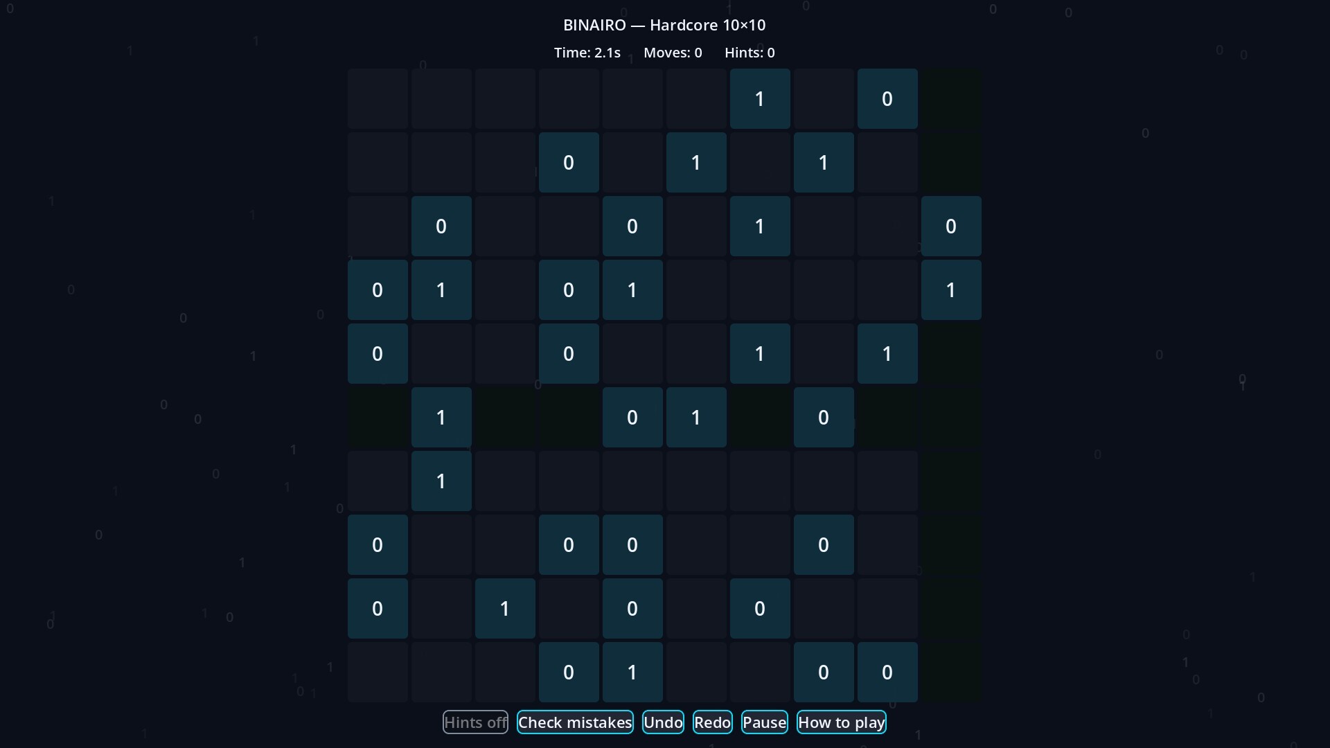 Binairo screenshot 3