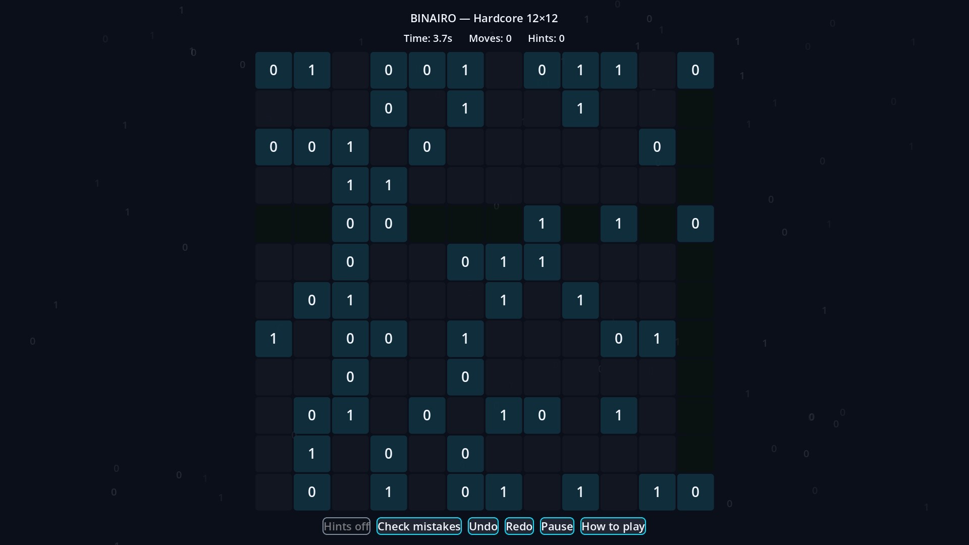 Binairo screenshot 2