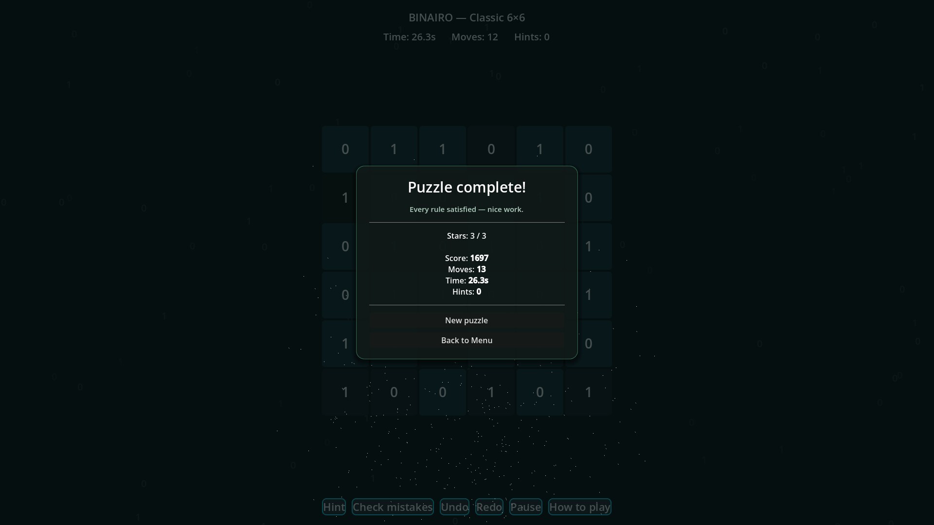 Binairo screenshot 5