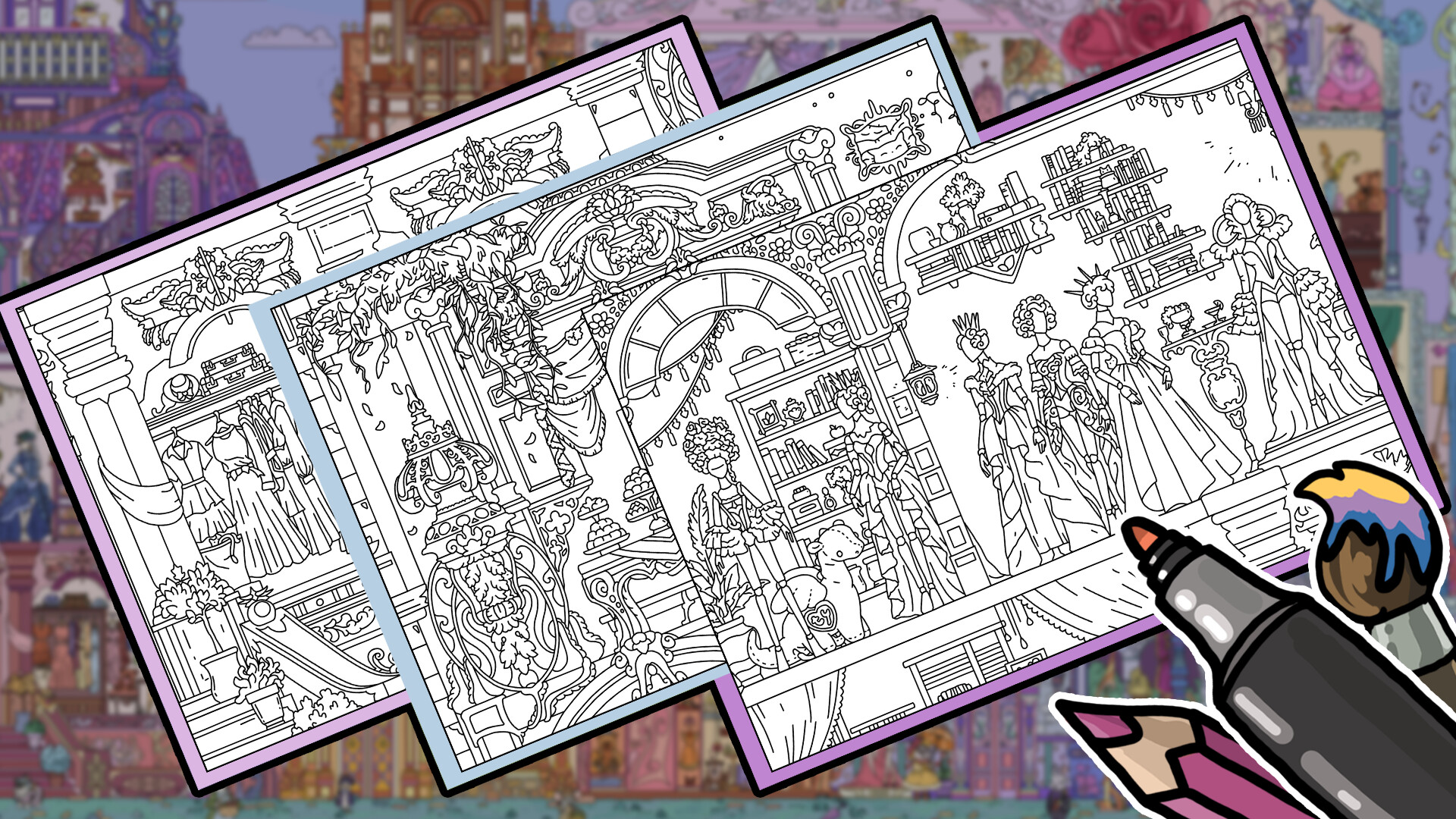FIND KITTENS 11: Dollhouse - Coloring Book screenshot 1