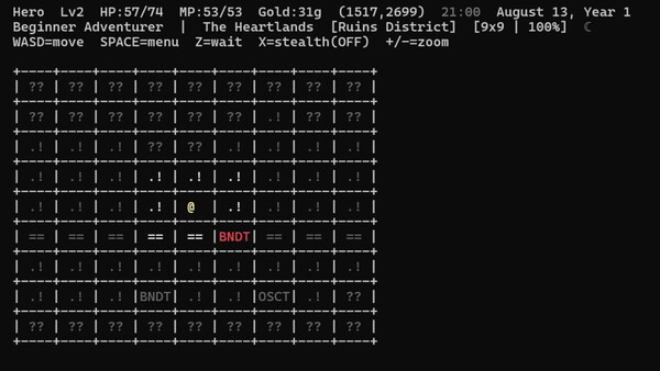 Greywind’s Legacy - A Text Based, Skill Progression, RPG screenshot 1