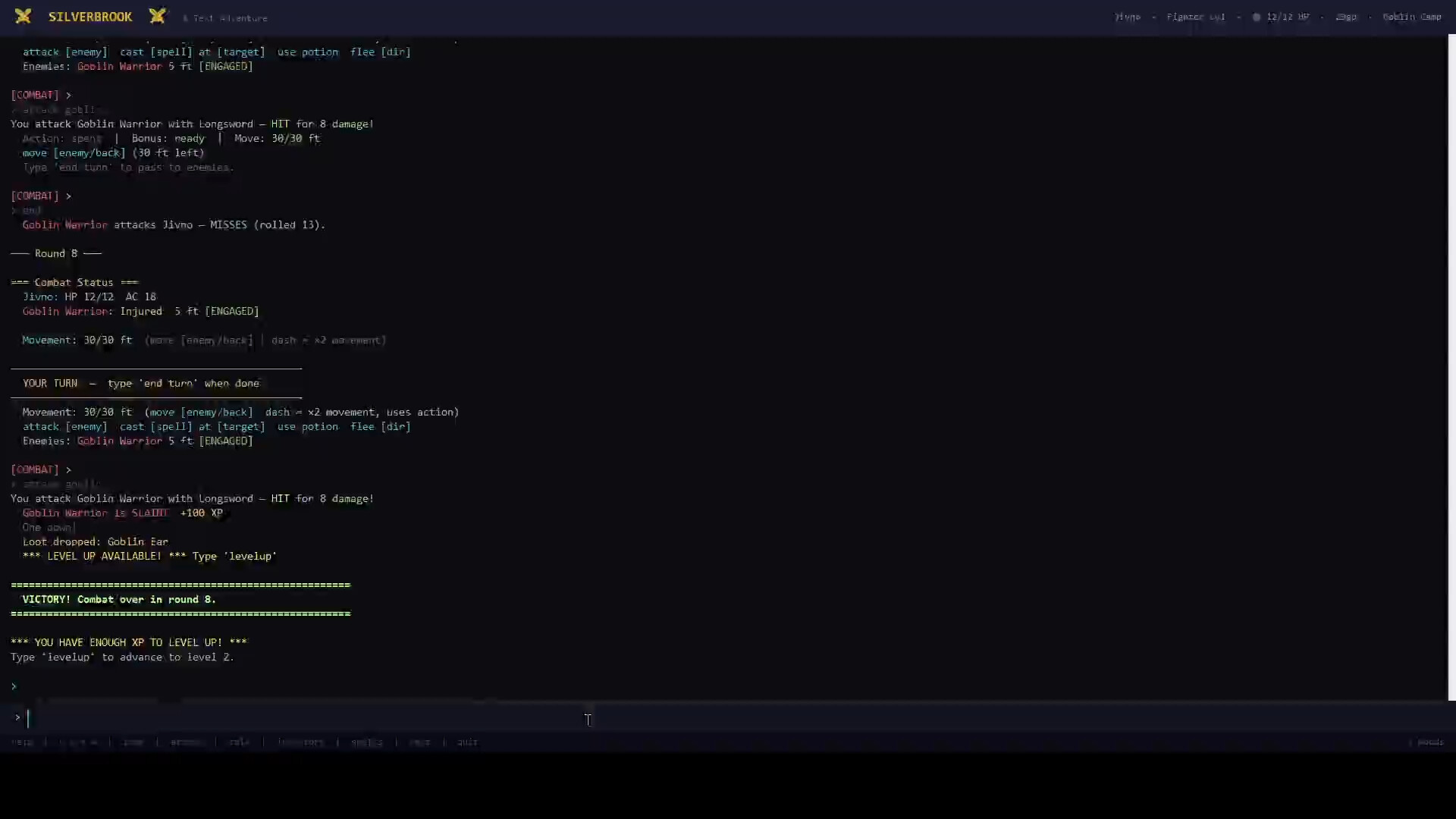 Silverbrook: a Text-Based RPG screenshot 4