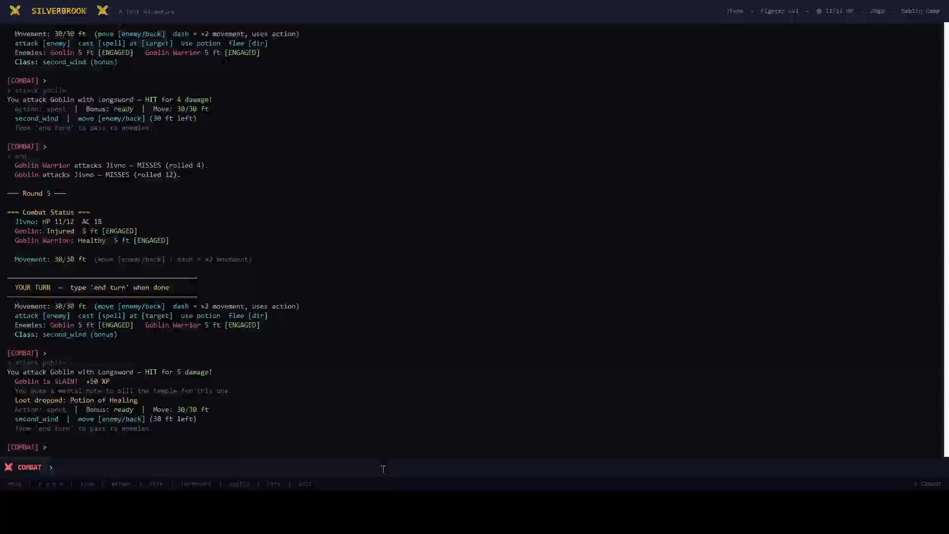 Silverbrook: a Text-Based RPG screenshot 5