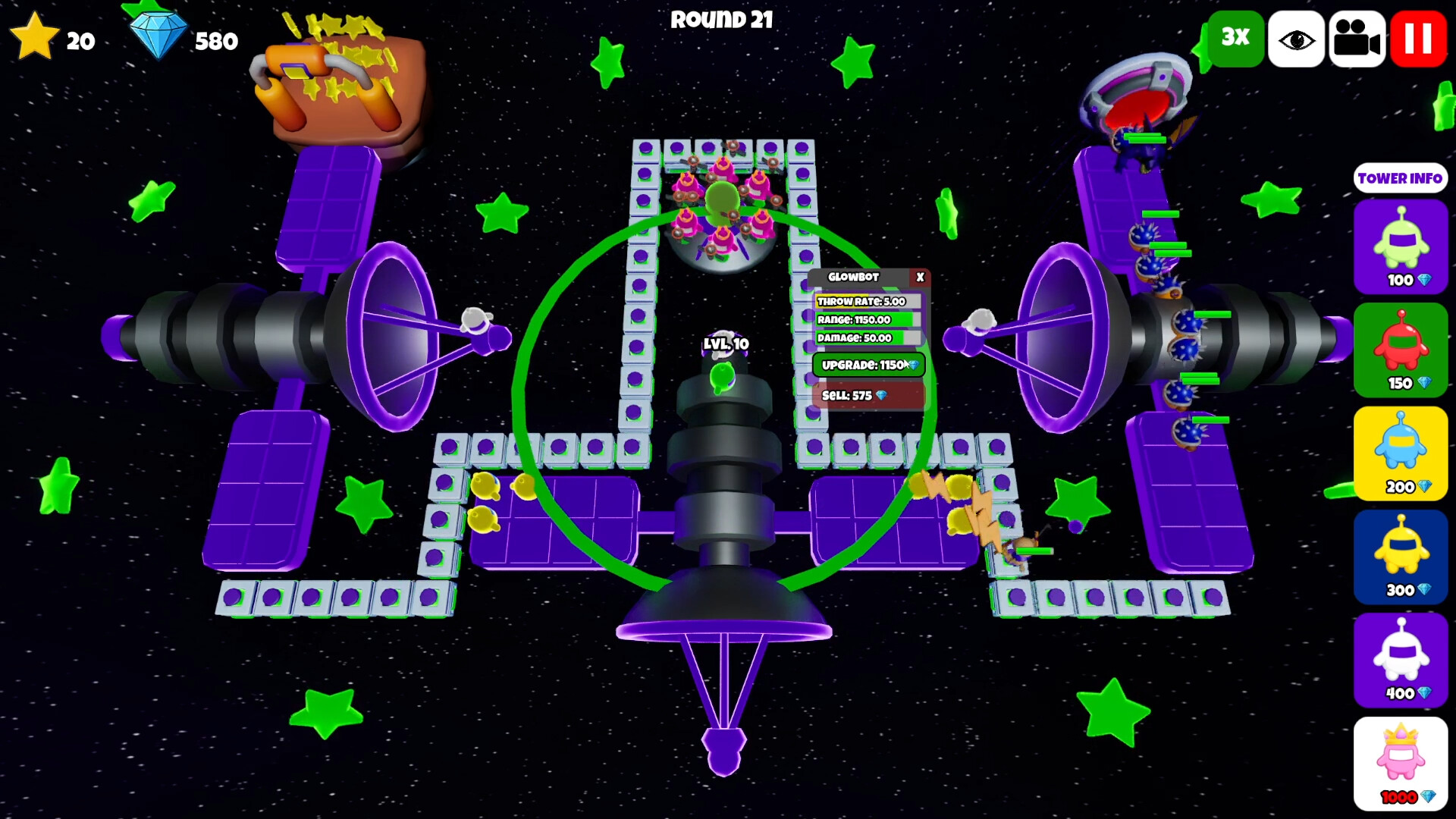 Glowbot Tower Defense screenshot 1