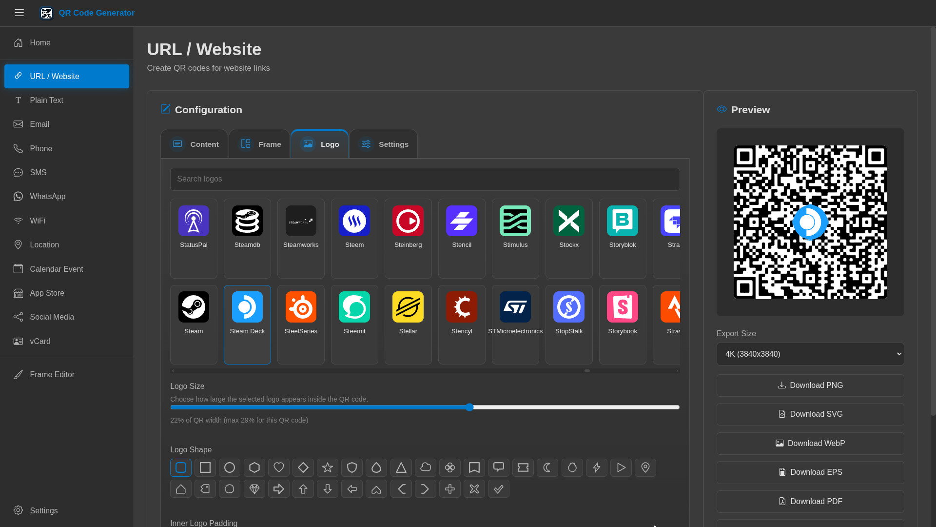 QR Code Generator no Steam