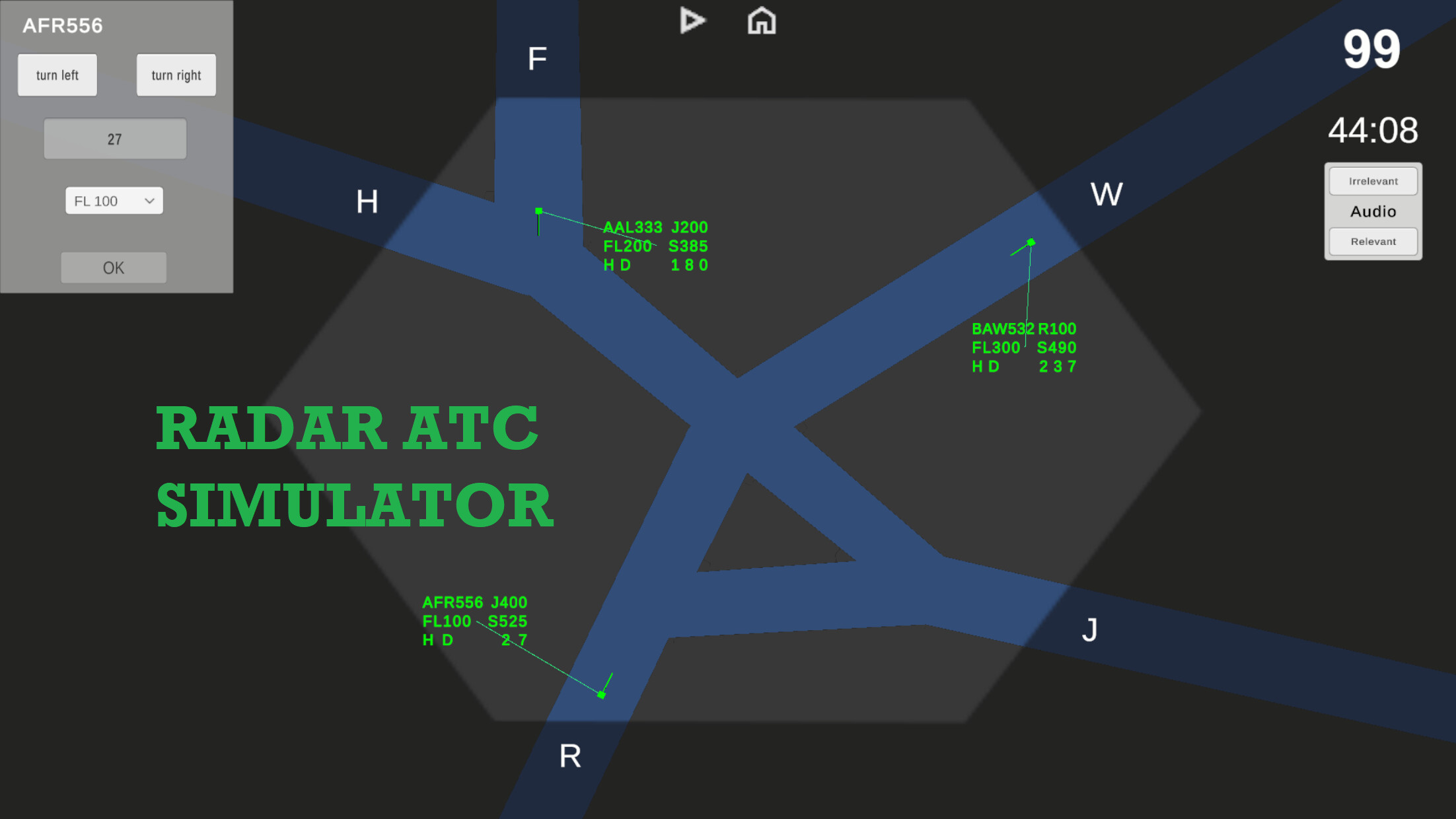 Radar ATC simulator screenshot 5