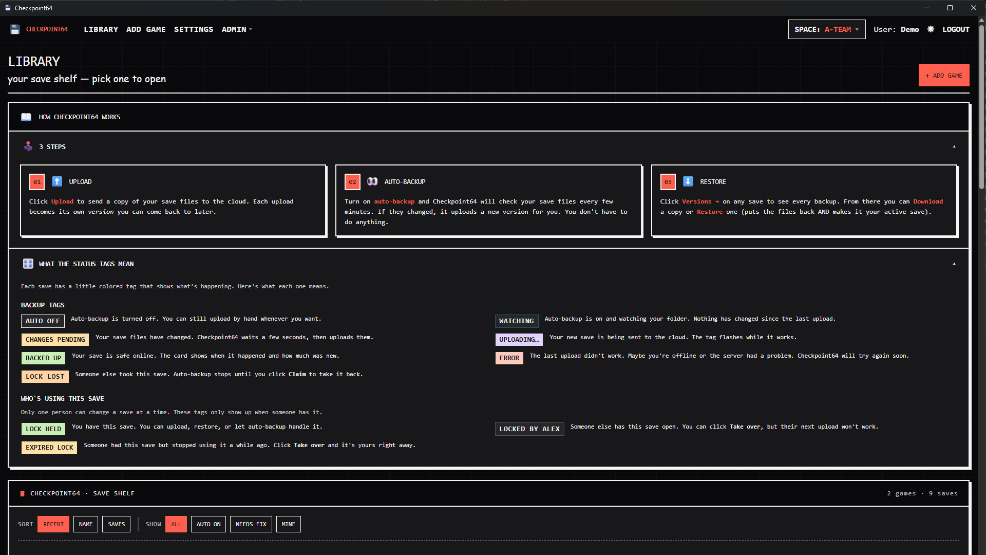 Checkpoint64 screenshot 3