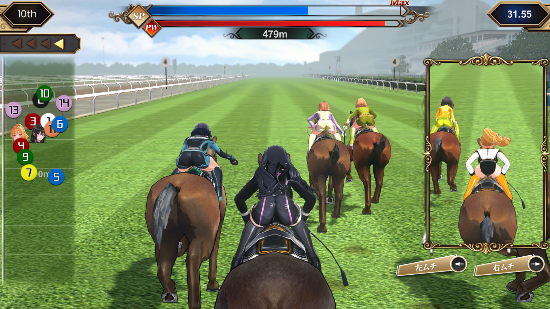 Gallop Diva 公式スクリーンショット フル3Dのレース中の追走シーン
