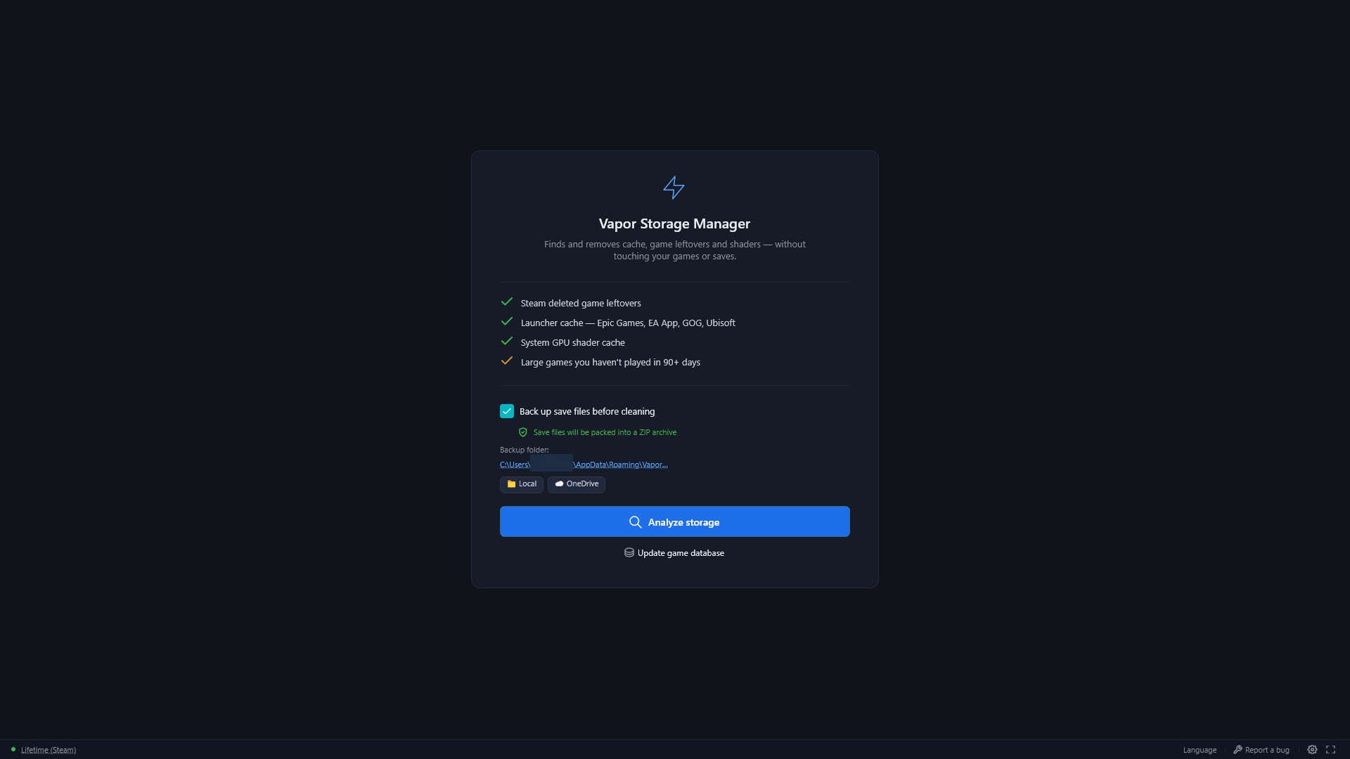Vapor Storage Manager screenshot 2