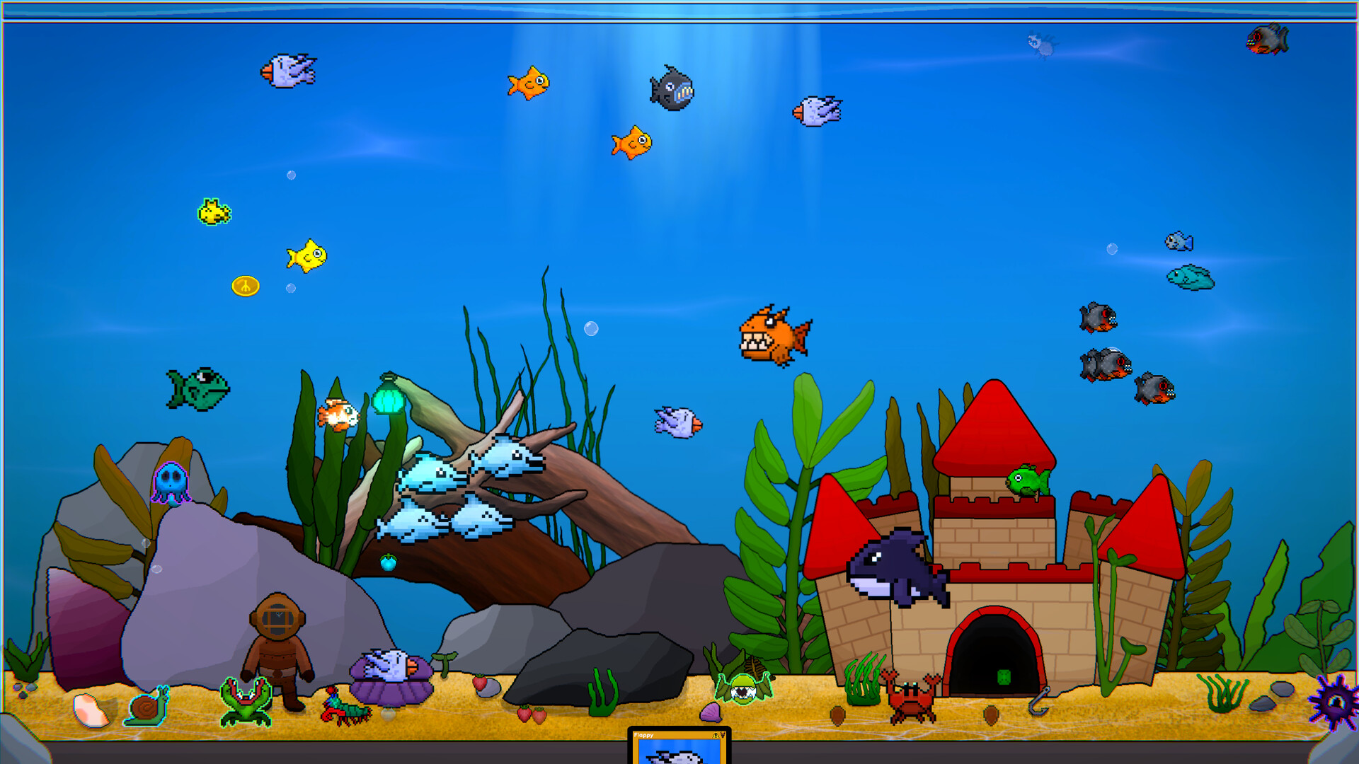 Loopquarium - Steam screenshot akuarium dengan ikan dan UI deck