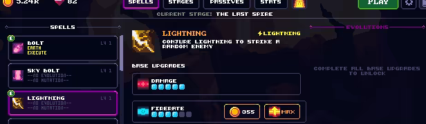 Upgrading a spell to earn an evolution