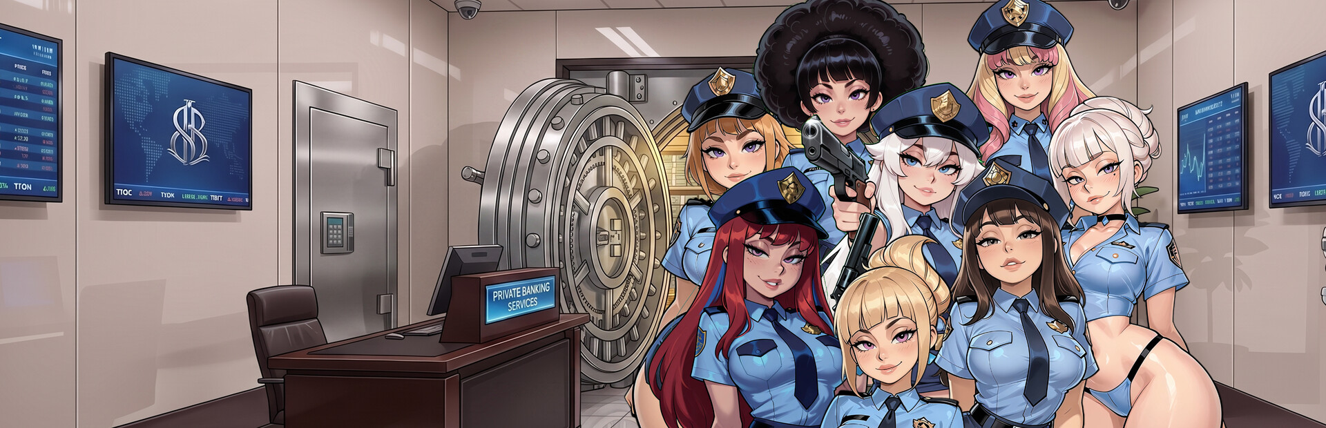 I tried to rob a bank, sexy cops and now are after me.
