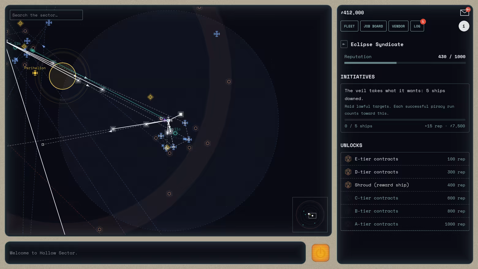Screenshot of game layout, focusing on the Solar System Map