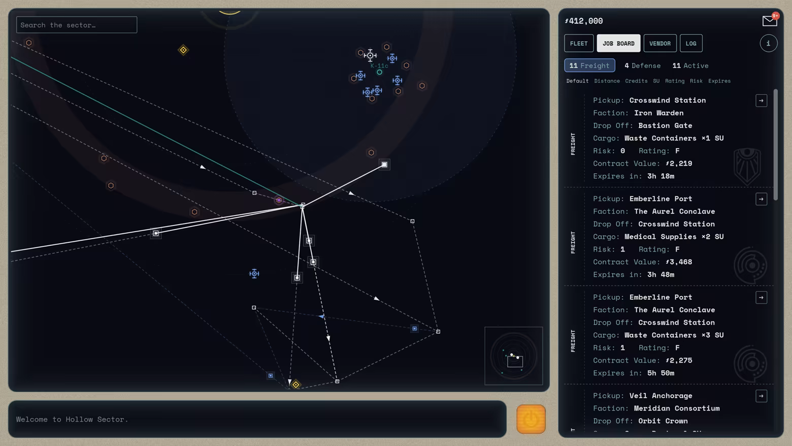 Screenshot of game layout, focusing on the Solar System Map
