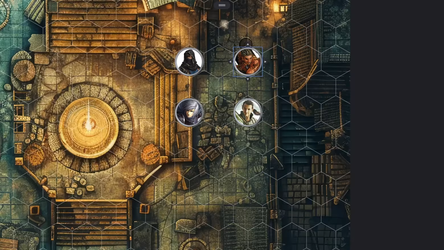 A screenshot containing an automatically detected hex grid with tokens on it.