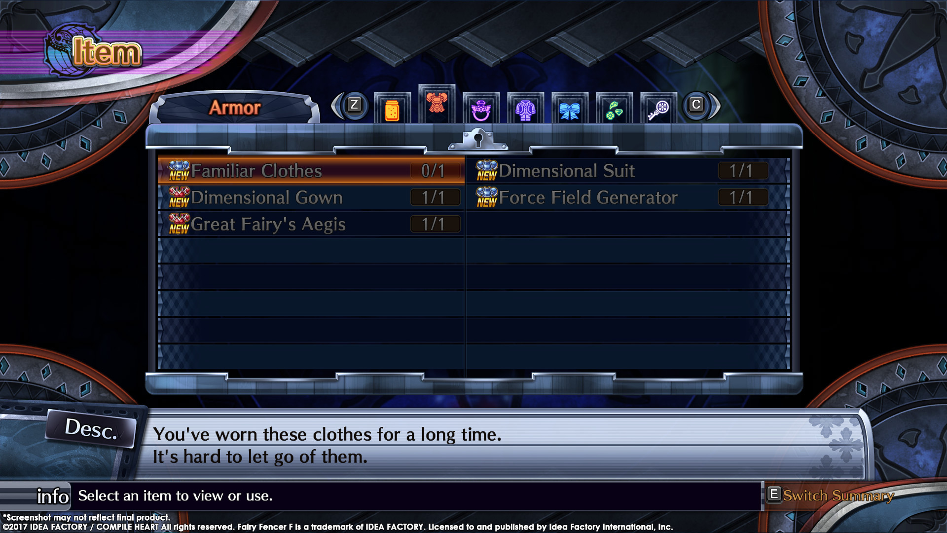 Fairy Fencer F ADF Veteran Fencer Armor Set screenshot 1