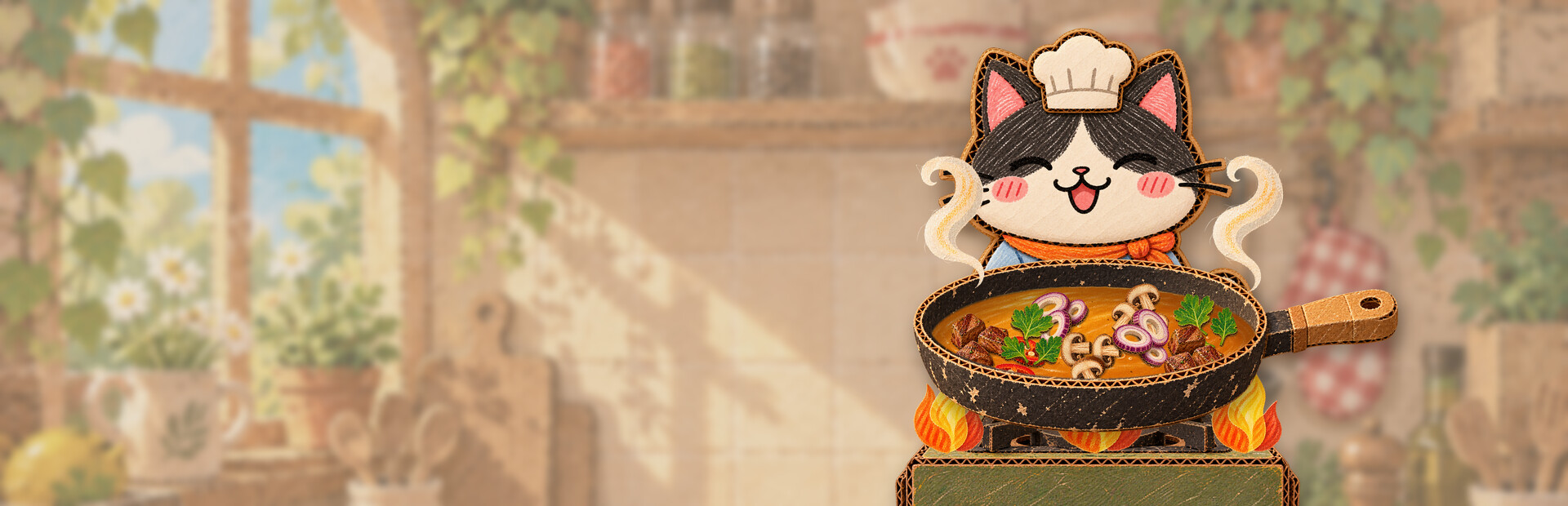 Flame, Cats & Kitchen Demo