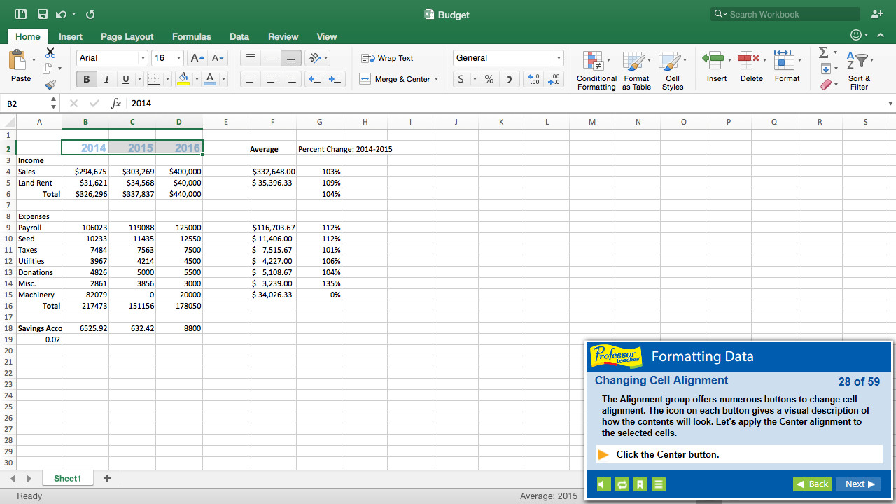 Professor Teaches® Excel 2016 – Mac screenshot 7