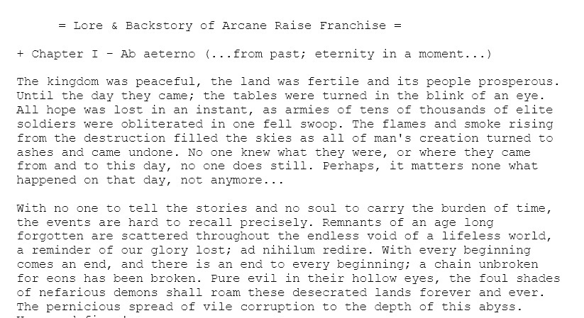 Arcane Raise - Lorebook screenshot 1