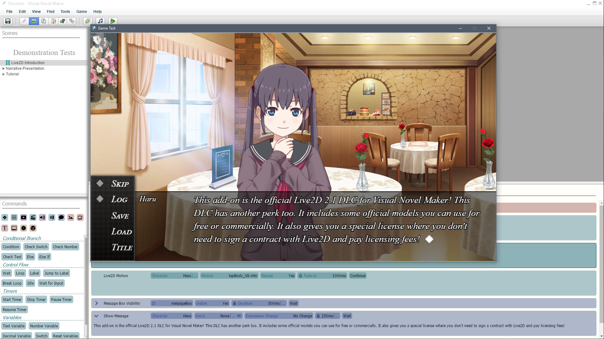 Visual Novel Maker - Live2D DLC screenshot 1